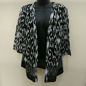 Onque Casuals Printed Eyelet Cardigan